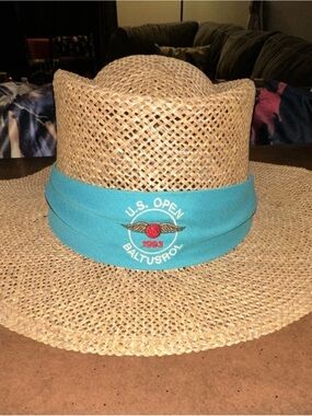 U.S. Open 1993 Straw Sun Hat with Turquoise Band